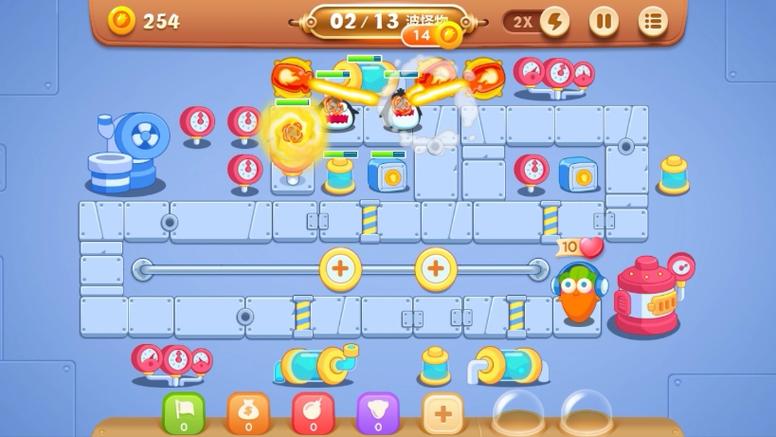 保卫萝卜3工厂地图第16关金萝卜通关攻略