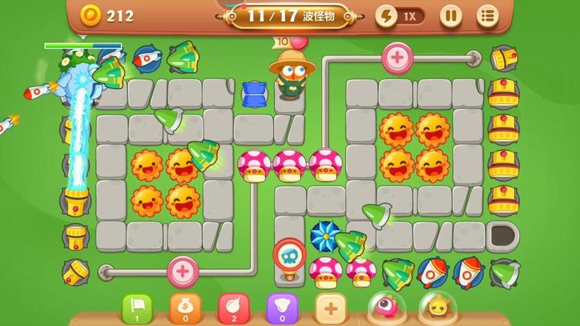 保卫萝卜3集市第十六关金萝卜过关攻略