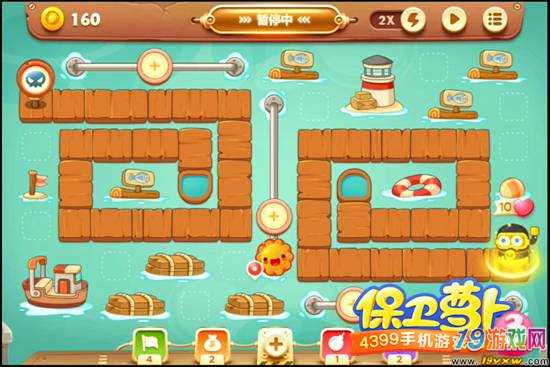 保卫萝卜3集市第26关获得金萝卜技巧